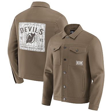 Men's Darius Rucker Collection by Fanatics Tan New Jersey Devils Trucker Full-Button Jacket