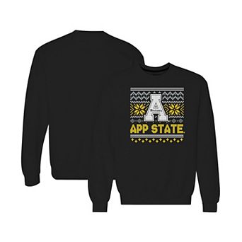 Men's Black Appalachian State Mountaineers Holiday Fleece Crewneck Sweatshirt