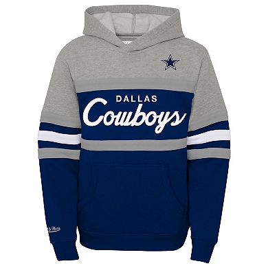 Youth Mitchell & Ness Navy Dallas Cowboys Throwback Head Coach Pullover Hoodie