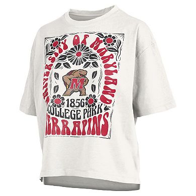 Women's Pressbox White Maryland Terrapins Harmony Oversized Slub T-Shirt