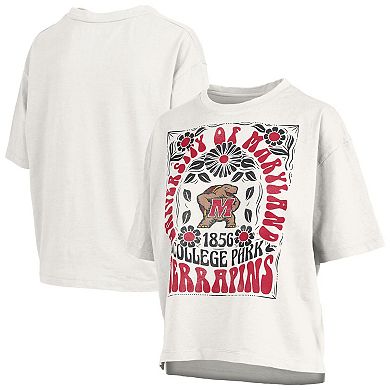 Women's Pressbox White Maryland Terrapins Harmony Oversized Slub T-Shirt