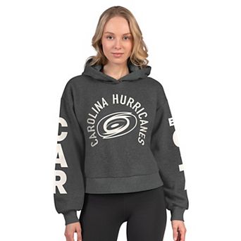 Women's Starter Heather Charcoal Carolina Hurricanes Star Player Cropped Fleece Hoodie