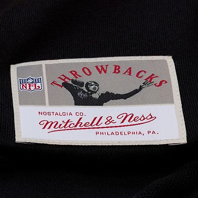 Women's Mitchell & Ness Black New Orleans Saints Cropped Long Sleeve Rugby Polo