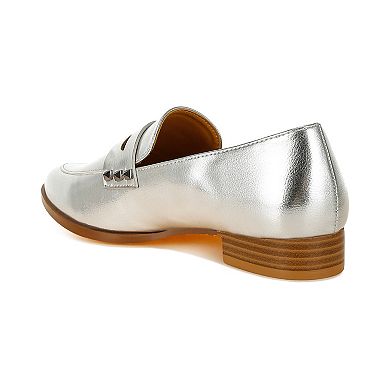 Rag & Co Potania Women's Metallic Penny Strap Loafers