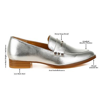 Rag & Co Potania Women's Metallic Penny Strap Loafers