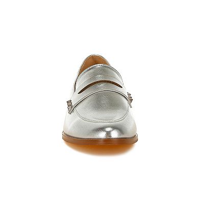 Rag & Co Potania Women's Metallic Penny Strap Loafers