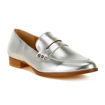 Rag & Co Potania Women's Metallic Penny Strap Loafers