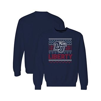 Men's Navy Liberty Flames Holiday Fleece Crewneck Sweatshirt