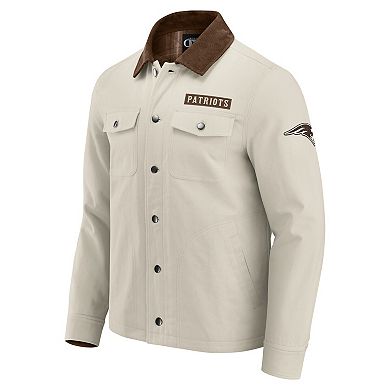 Men's NFL x Darius Rucker Collection by Fanatics Tan New England Patriots Midweight Canvas Full-Button Jacket