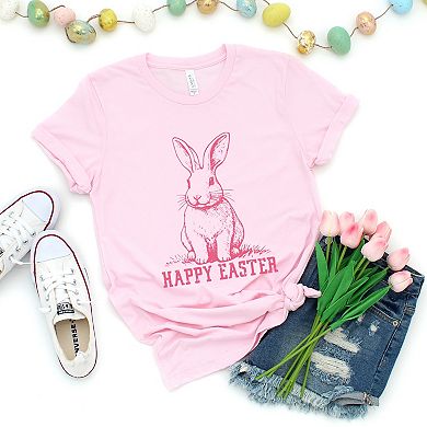 Simply Sage Market Happy Easter Bunny Outline Short Sleeve Tee