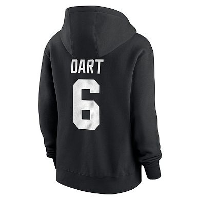 Women's Nike Jaxson Dart Black New York Giants Player Name & Number Fleece Hoodie