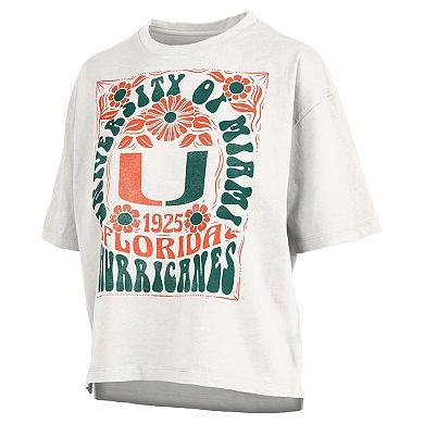 Women's Pressbox White Miami Hurricanes Harmony Oversized Slub T-Shirt