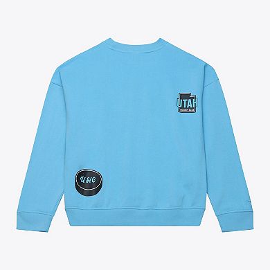 Women's Mitchell & Ness Blue Utah Mammoth Crewneck Sweatshirt