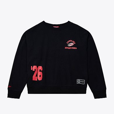 Women's Mitchell & Ness Black Carolina Hurricanes Crewneck Sweatshirt