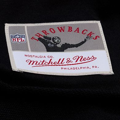 Women's Mitchell & Ness Black Buffalo Bills Throwback Cropped Long Sleeve Rugby Polo