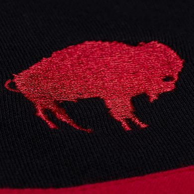 Women's Mitchell & Ness Black Buffalo Bills Throwback Cropped Long Sleeve Rugby Polo