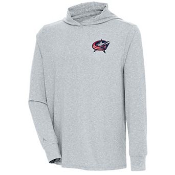 Men's Antigua Heather Gray Columbus Blue Jackets Saga Pullover Hoodie