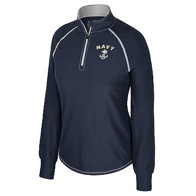 Women's Colosseum Navy Navy Midshipmen Bikram Raglan Quarter-Zip Top