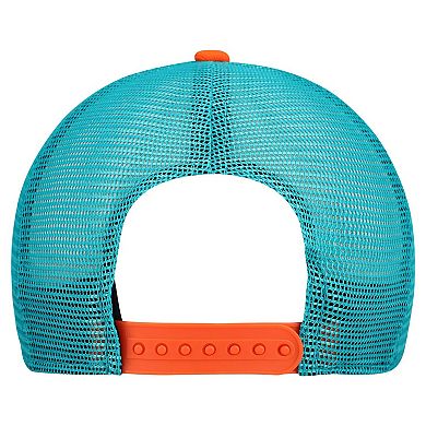 Youth New Era Cream/Aqua Miami Dolphins Banner 9FIFTY A-Frame Adjustable Trucker Hat