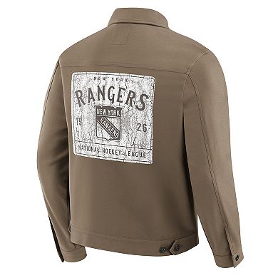 Men's Darius Rucker Collection by Fanatics Tan New York Rangers Trucker Full-Button Jacket