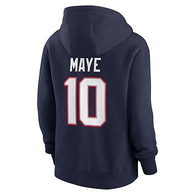 Women's Nike Drake Maye Navy New England Patriots Player Name & Number Fleece Hoodie