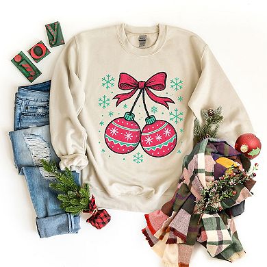 Christmas Ornaments Sketched Snowflakes - Women's Graphic Sweatshirt