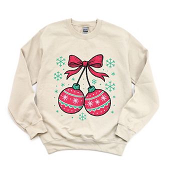Christmas Ornaments Sketched Snowflakes - Women's Graphic Sweatshirt