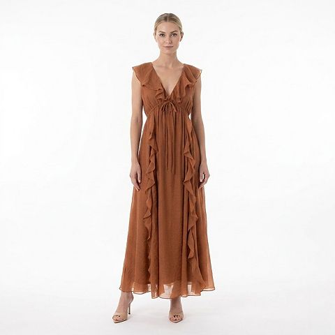 Женские платья Maison Women's Maison Tara Ruffle Front Crinkle Voile Maxi Dress