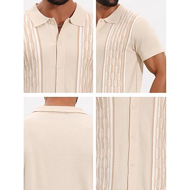 Men's 2 Pieces Sets Summer Short Sleeve Polo Shirt & Shorts Printed Knit Outfits