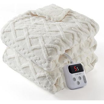 Heated Sherpa Throw Blanket - 10 Heat & Timer Settings, Machine Washable, ETL Certified