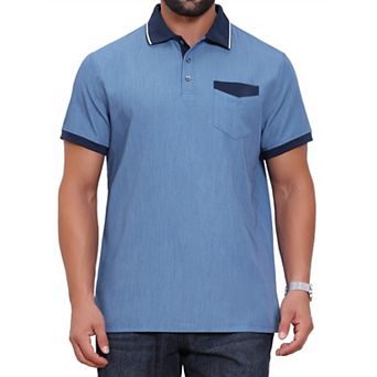 Men's Golf Shirt Short Sleeve Western Retro Stretch Color-Block Business Polo Shirt