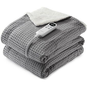 Heated Throw: LCD Control, 6 Heat & 4 Timer Settings, Fast Warming, Machine Washable, ETL Certified