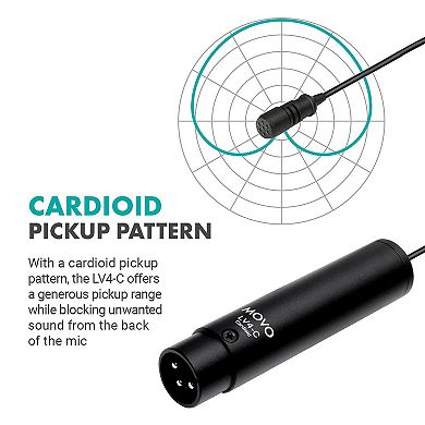 Movo LV4-C Cardioid XLR Lavalier Microphone - Phantom Powered