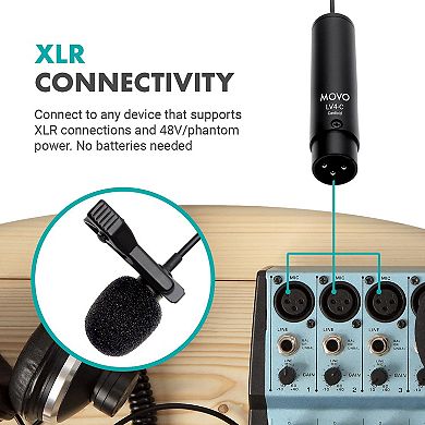 Movo LV4-C Cardioid XLR Lavalier Microphone - Phantom Powered