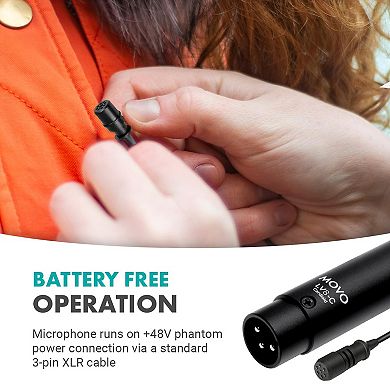 Movo LV8-C Broadcast-Quality XLR Lavalier Mic - Cardioid Condenser
