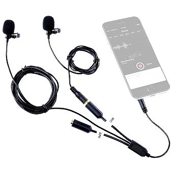 Movo Executive Lavalier Clip-on Interview Microphone with Secondary Mic