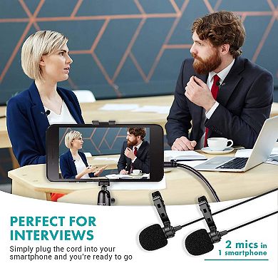 Movo Executive Lavalier Clip-on Interview Microphone with Secondary Mic