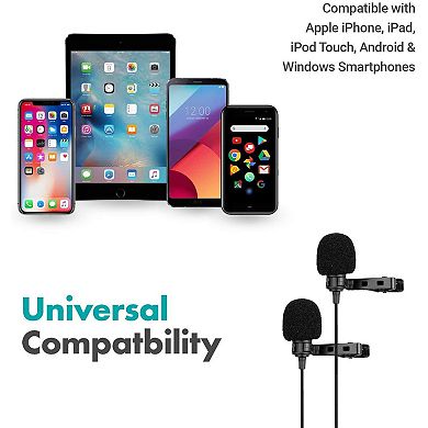 Movo Executive Lavalier Clip-on Interview Microphone with Secondary Mic