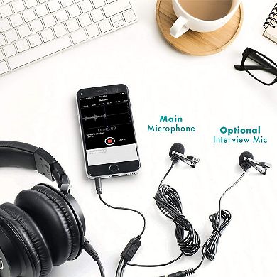 Movo Executive Lavalier Clip-on Interview Microphone with Secondary Mic