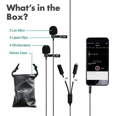 Movo Executive Lavalier Clip-on Interview Microphone with Secondary Mic