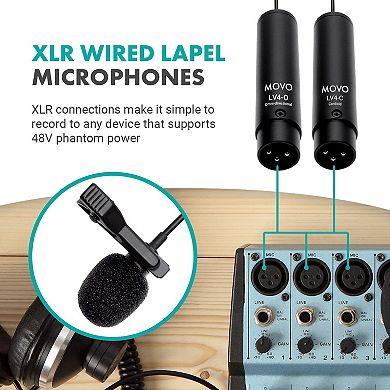 Movo LV4-C Cardioid XLR Lavalier Microphone - Phantom Powered