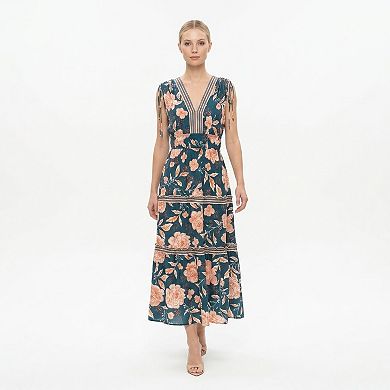 Women's Maison Tara Ruched Tie Shoulder Midi Dress