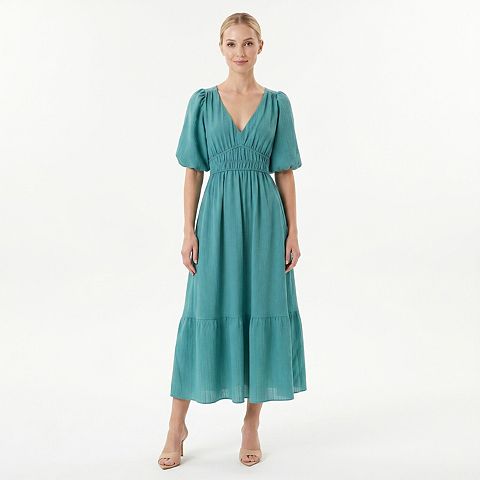 Женские платья Maison Women's Maison Tara Puff Sleeve Wave Crepe Midi Dress