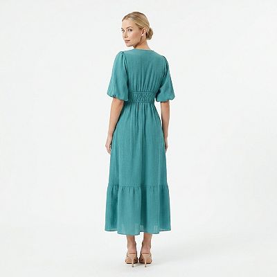 puff shoulder crepe midi dress & OTHER STORIES Puff Shoulder Crepe Midi Dress