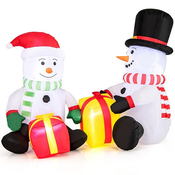 Gymax 5FT Long Christmas Inflatables LED Lighted Xmas Double Inflatable ...