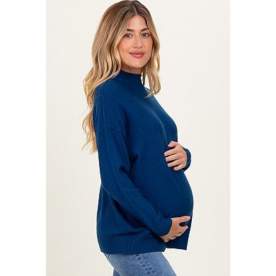 Maternity Mock Neck Exposed Seam Sweater