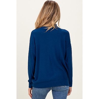 Maternity Mock Neck Exposed Seam Sweater