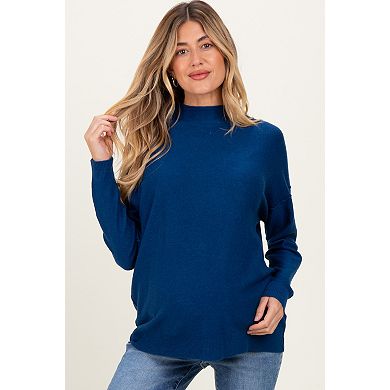 Maternity Mock Neck Exposed Seam Sweater