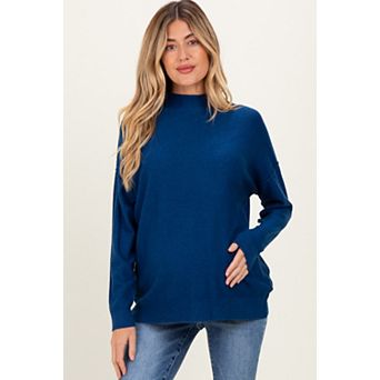 Maternity Mock Neck Exposed Seam Sweater