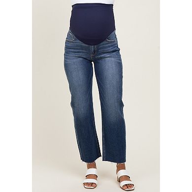 Maternity Raw Hem Ankle Straight Leg Maternity Jeans